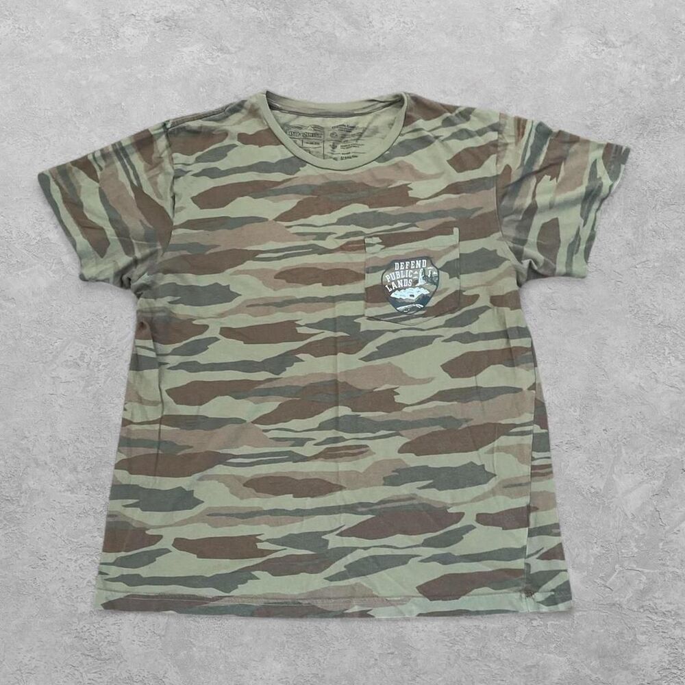 Patagonia Defend Public Lands Camo T-Shirt S Gorpcore Hiking Trail Adventure